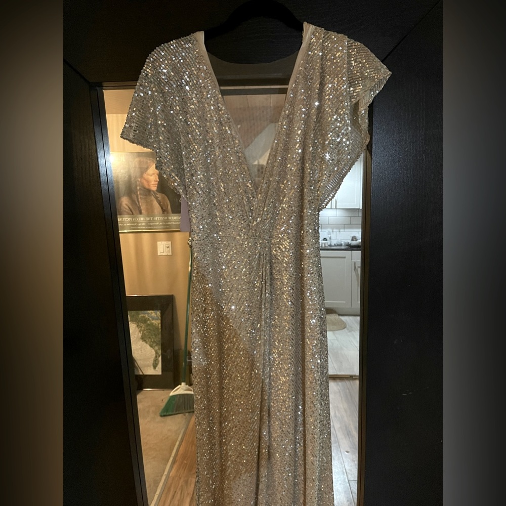Brand new drop back Jenny Yoo sequined gown size 2